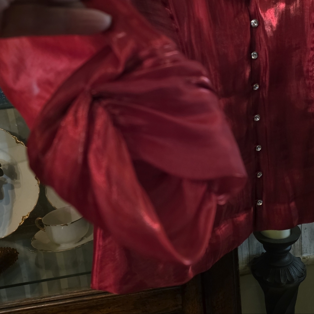 Studio 1940 Collection Ruby Red Button-Front Blou… - image 6